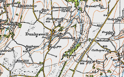 Old map of Dunkeswell in 1919