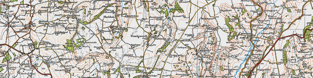Old map of Dunkeswell in 1919