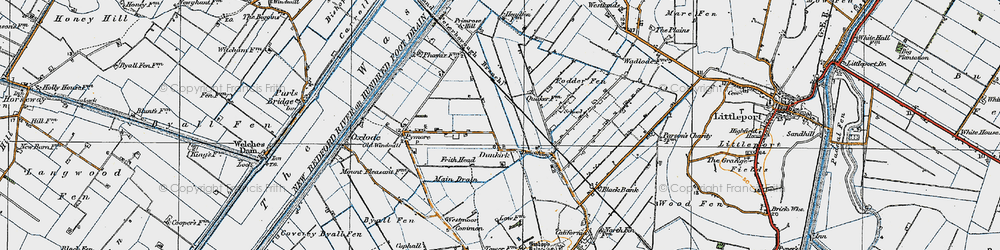 Old map of Dunkirk in 1920