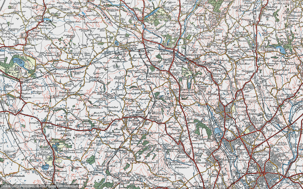 Old Map of Dunkirk, 1921 in 1921