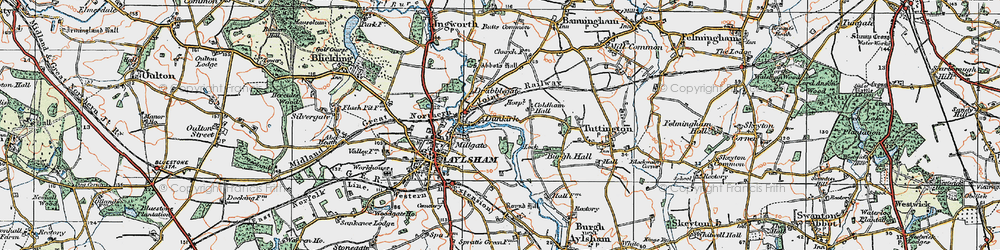 Old map of Dunkirk in 1922