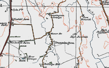 Old map of Dunnington in 1924