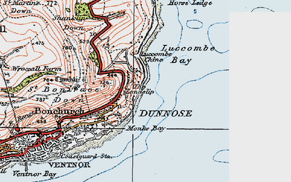 Old map of Dunnose in 1919