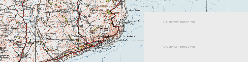 Old map of Dunnose in 1919