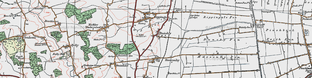 Old map of Dunsby in 1922