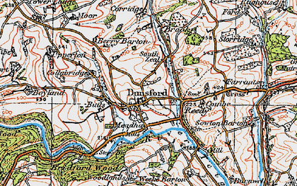 Old map of Dunsford in 1919