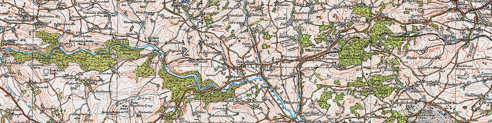 Old map of Dunsford in 1919