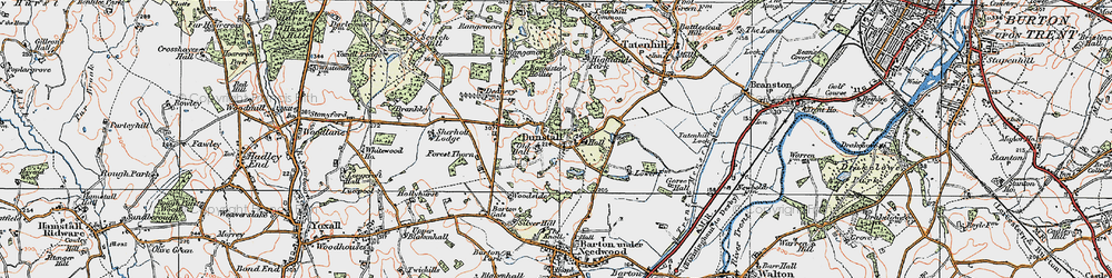 Old map of Bannister's Hollies in 1921