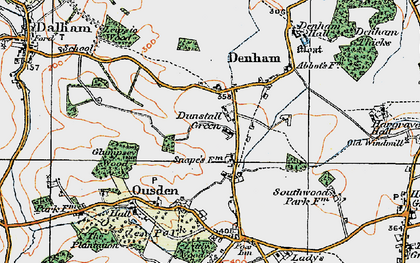 Old map of Dunstall Green in 1921