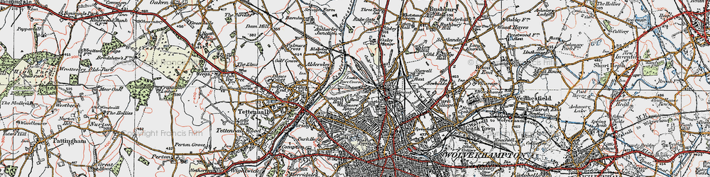 Old map of Dunstall Hill in 1921