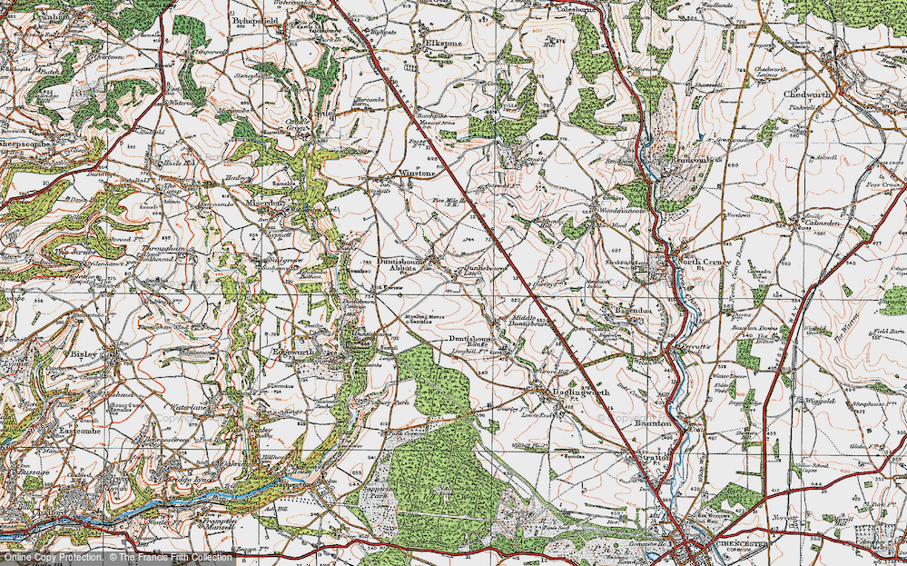 Old Map of Duntisbourne Abbots, 1919 in 1919
