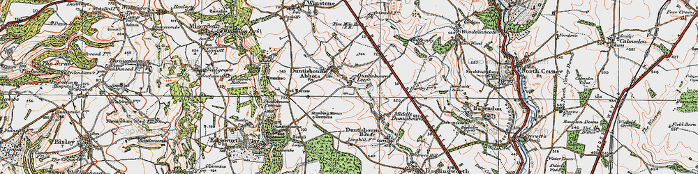 Old map of Duntisbourne Abbots in 1919