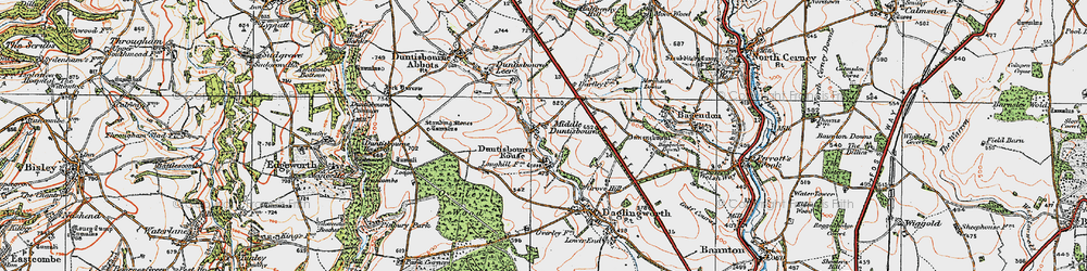 Old map of Duntisbourne Rouse in 1919