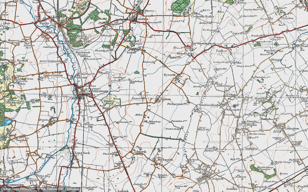 Old Map of Dunton, 1919 in 1919