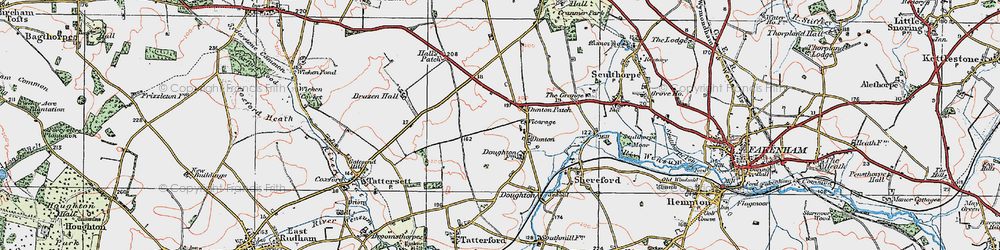 Old map of Dunton in 1921