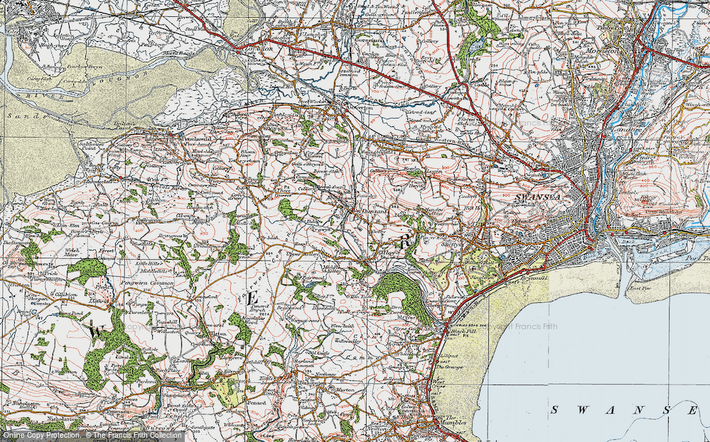 Old Map of Historic Map covering Bevexe-fâch in 1923