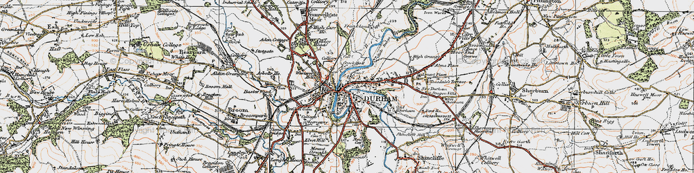 Old map of Durham in 1925