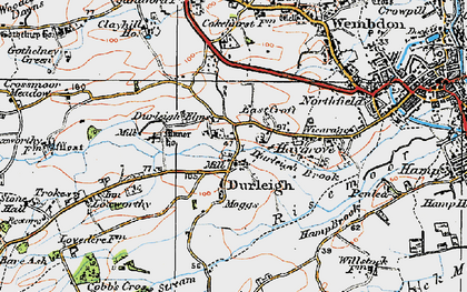 Old map of Durleigh in 1919