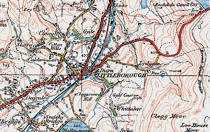 Old map of Blackstone Edge Fold in 1925
