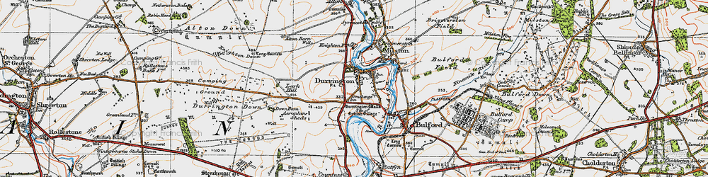 Old map of Durrington in 1919