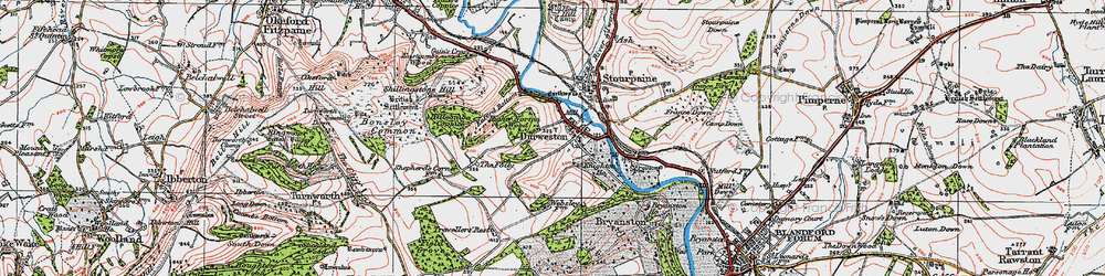 Old map of Durweston in 1919