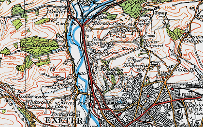 Old map of Duryard in 1919