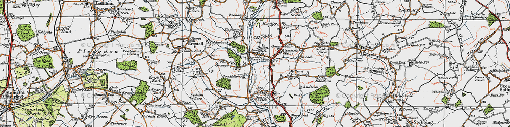 Old map of Duton Hill in 1919