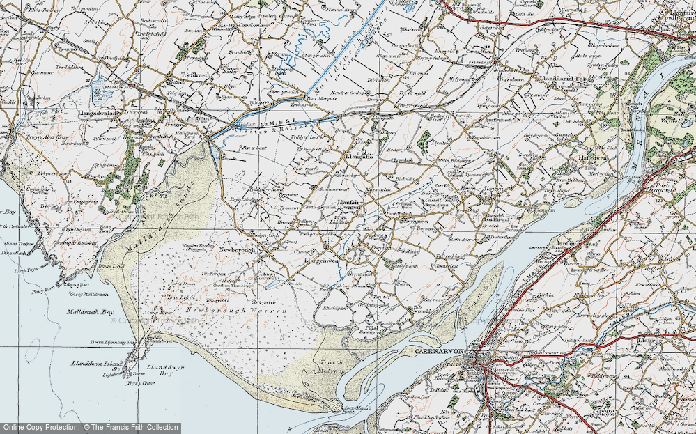 Old Map of Historic Map covering Bron Menai in 1922