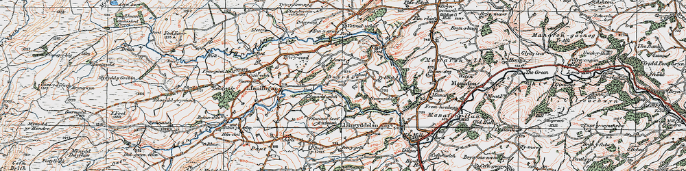 Old map of Dwyrhiw in 1921