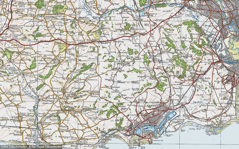 Old Map of Historic Map covering Whitton Mawr in 1919