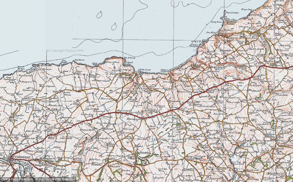 Old Map of Historic Map covering Castell Gwythian in 1923