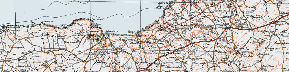 Old map of Dyffryn-bern in 1923