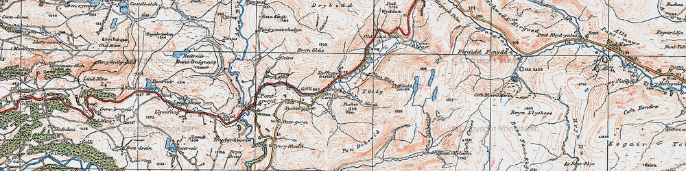 Old map of Afon Castell in 1922