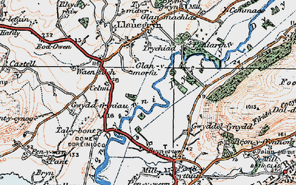 Old map of Dyffryn Dysynni in 1922