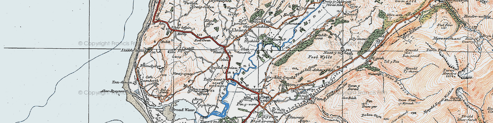 Old map of Dyffryn Dysynni in 1922