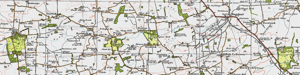 Old map of Eachwick in 1925