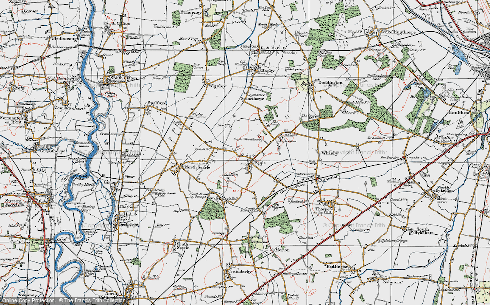 Old Map of Historic Map covering Eagle Moor in 1923