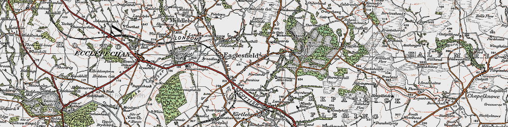 Old map of Ashyards Gate in 1925