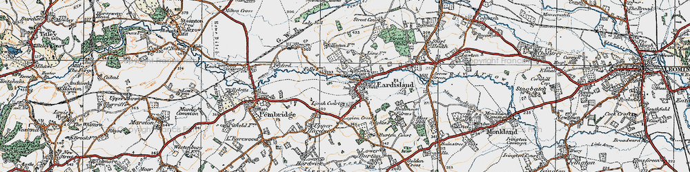 Old map of Eardisland in 1920