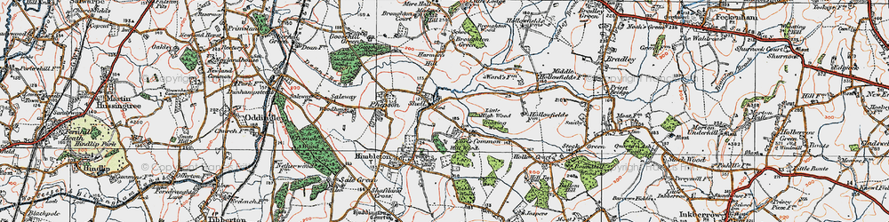Old map of Earl's Common in 1919
