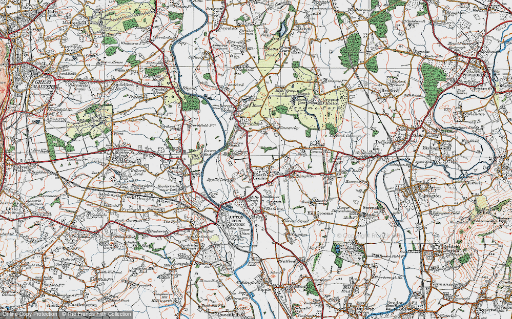 Old Map of Earl's Croome, 1920 in 1920
