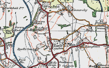 Old map of Earl's Croome in 1920
