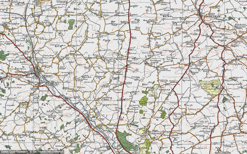 Old Map of Earl Stonham, 1921 in 1921