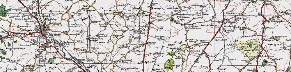Old map of Earl Stonham in 1921