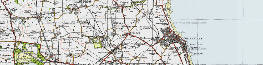 Old map of Earsdon in 1925