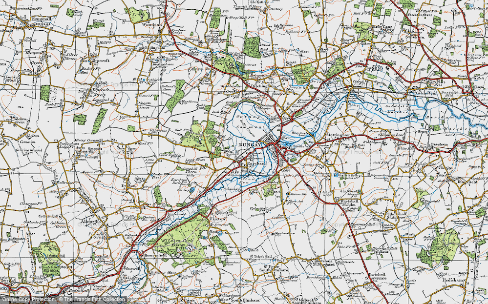 Old Map of Earsham, 1921 in 1921