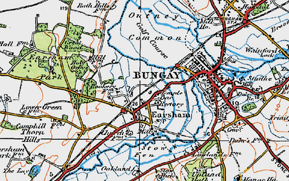 Old map of Earsham in 1921