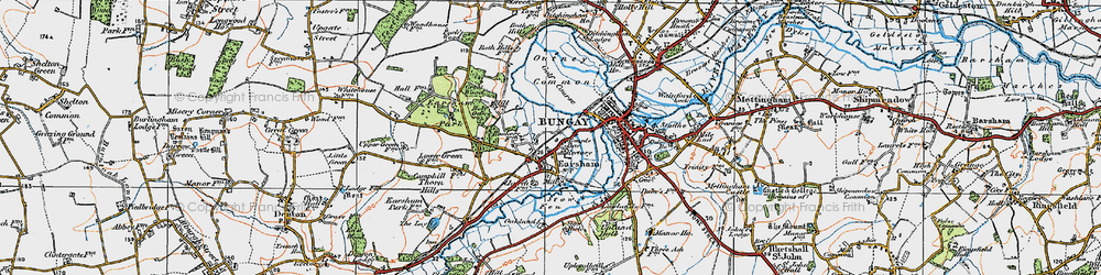 Old map of Earsham in 1921