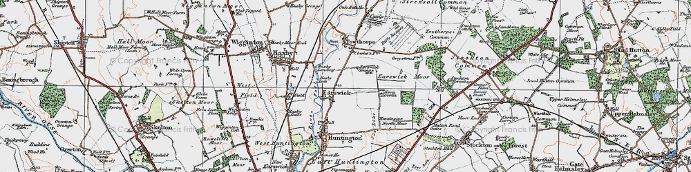 Old map of Earswick in 1924