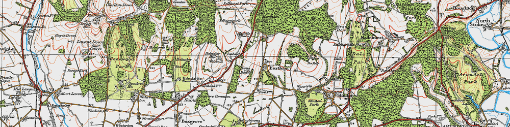 Old map of Eartham in 1920